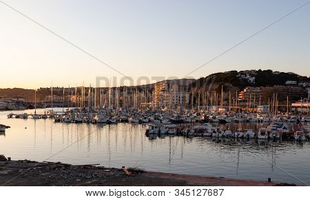 Beautiful Panoramic Of Arenys De Mar Port In El Maresme Coast, Barcelona.