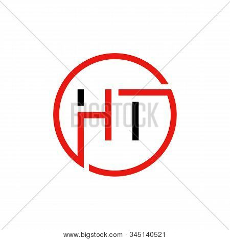 Letter Ht Logo Design Linked Vector Template With Red And Black. Initial Ht Vector Illustration
