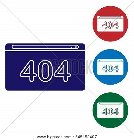 Blue Page With A 404 Error Icon Isolated On White Background. Template Reports That The Page Is Not 