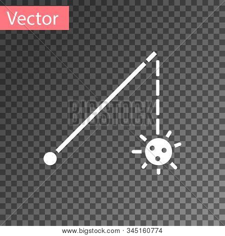 White Medieval Chained Mace Ball Icon Isolated On Transparent Background. Medieval Weapon. Vector Il