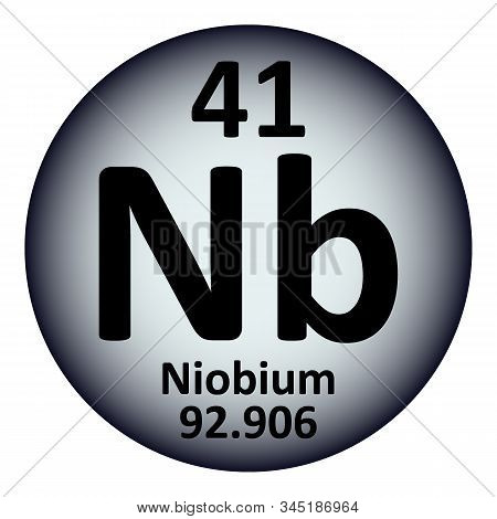 Periodic Table Element Niobium Icon On White Background. Vector Illustration.