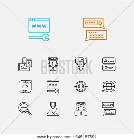 Seo Icons Set. Responsive Design And Seo Icons With Image Optimization, Search Result And Data Manag