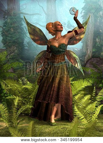 Fairy Queen Belle 3d Illustration - A Forest Fairy Tries To Figure Out How To Free A Unicorn Stallio