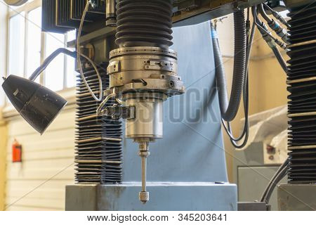 Abrasive Grinding Wheel On The Spindle Frame Of A Circular Grinding Machine