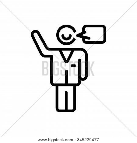 Black Line Icon For Hellow Calligraphy Person Greeting Hello Hey