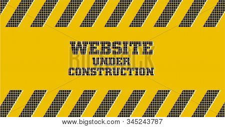 Yellow Warning Sign. Website Under Condtruction Background.