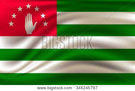Abkhazia Flag Background With Cloth Texture. Abkhazia Flag Vector Illustration.