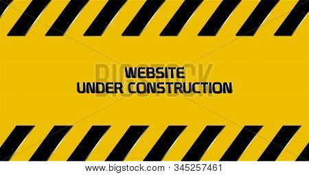 Yellow Warning Sign. Website Under Condtruction Background.
