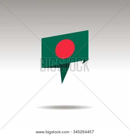 Bangladesh Paper Flag 3d Realistic Speech Bubble On White Background