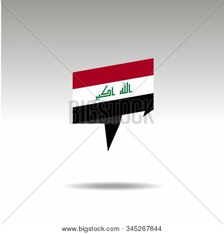 Iraq Paper Flag 3d Realistic Speech Bubble On White Background