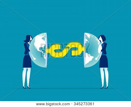 Financial Connection. Concept Business Vector Illustration, Global Sharing, Communication.
