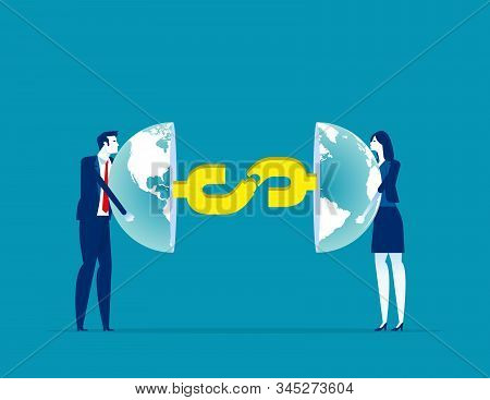 Financial Connection. Concept Business Vector Illustration, Global Sharing, Communication.
