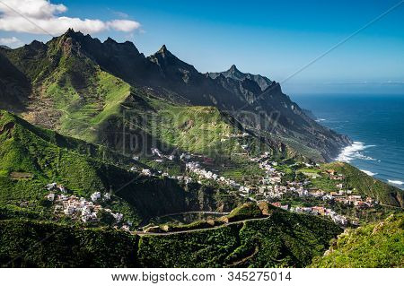Anaga Rural Park, Northern Tenerife, Beautiful Coastline Landscape With Green Terraces, And Calima M