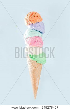 Stack Of Colorful Ice Cream Scoops