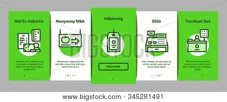 Grocery Shop Shopping Onboarding Mobile App Page Screen Vector. Internet Grocery Shop Or In Super Ma