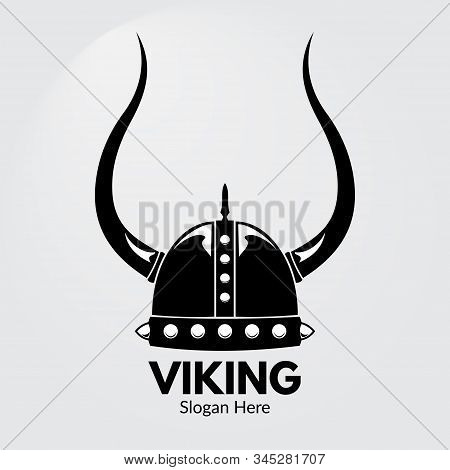Simple Helmet Viking Logo Black Vector Template  01
