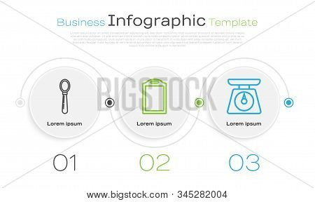 Set Line Spoon , Cutting Board  And Scales . Business Infographic Template. Vector