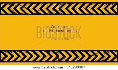 Yellow Warning Sign. Website Under Condtruction Background.