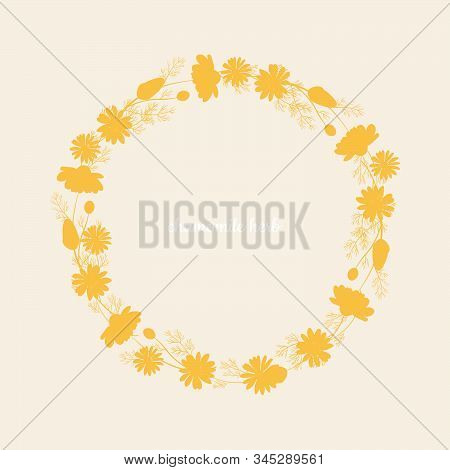 Chamomile Wreath Isolated On White Background. Vector Illustration Of White Daisy Flowers. Design Fo