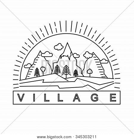 Amazing Logo With Line Art For Some Mountains And Village View
