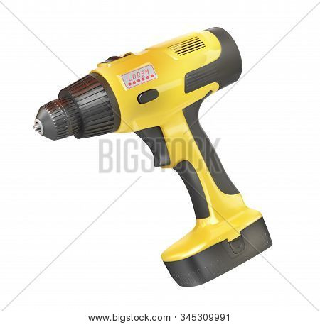 Drill For Construction Work. Vector 3d Illustration.