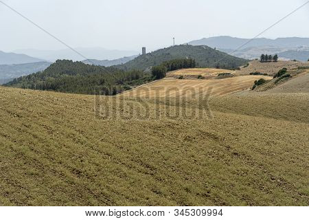 Rural Landscape Near Montalbano Jonico, Matera, Basilicata, Italy, At Summer.