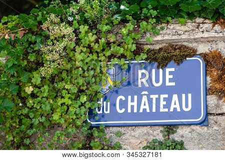 France Beaune 2019-06-20 Closeup Authentic Vintage Steel Or Metal French Street Plate, French Text -