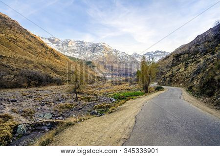 Beautiful Valley In Atlas Mountain By Sunset, Morocco