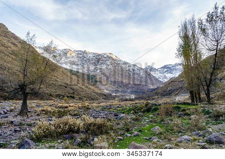 Beautiful Valley In Atlas Mountain By Sunset, Morocco