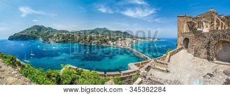 Landscape With Porto Ischia, View On Aragonese Castle, Ischia Island, Italy