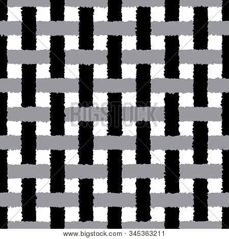 Geometrical Black And Grey Seamless Pattern Print Background.