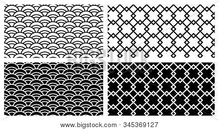 Geometric Seamless Ornamental Vector Patterns. Creative Monochrome Textures