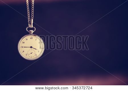 Time Passing Concept. Old Pocket Watch. Running Out Of Time And Urgency.