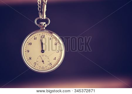 Time Passing Concept. Old Pocket Watch. Running Out Of Time And Urgency.