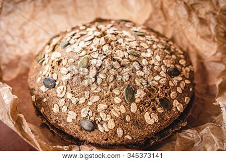 Whole Grain Traditional Rye Bread In Parchment Paper