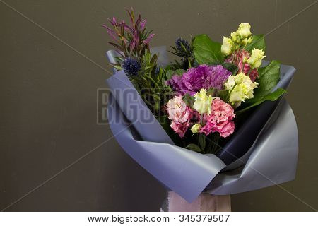 The Original Bouquet In Vintage Style On A Dark Background, Selective Focus
