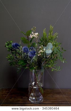 The Original Bouquet In Vintage Style On A Dark Background, Selective Focus