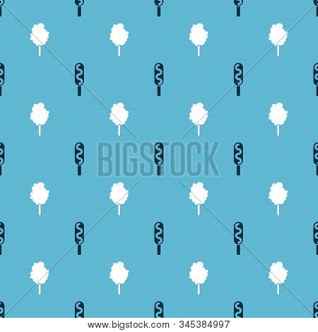 Set Corn Dog And Cotton Candy On Seamless Pattern. Vector