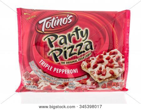 Winneconne, Wi - 5 January 2019 : A Package Of Totonos Party Pizza On An Isolated Background