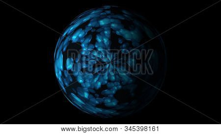 Digital Colorful Sphere With Lighting Circles In Space, Modern Computer Generated Background, 3d Ren