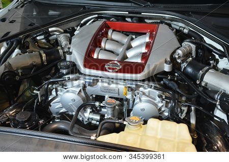 Pasay, Ph - Nov. 16: 2018 Nissan Gtr Car Engine At Manila Auto Salon On November 16, 2019 In Smx Con