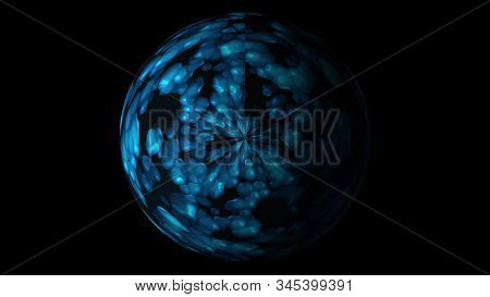 Digital Colorful Sphere With Lighting Circles In Space, Modern Computer Generated Background, 3d Ren