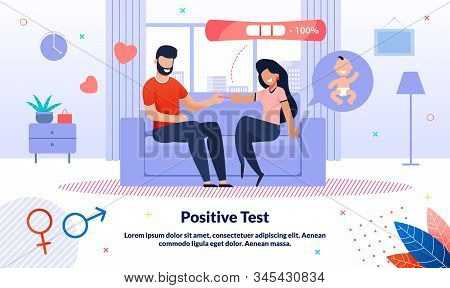 Positive Pregnancy Test, Baby Birth Happy Waiting, Maternity Planning Trendy Flat Vector Banner, Pos