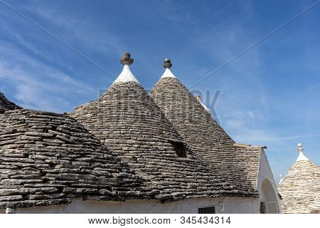 Stone Roof Of Trulli House In Alberobello, Italy. The Style Of Construction Is Specific To The Murge