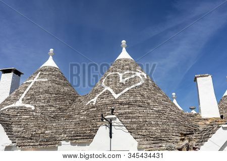 Stone Roof Of Trulli House In Alberobello, Italy. The Style Of Construction Is Specific To The Murge