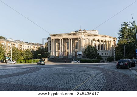 Kutaisi, Georgia, October 13, 2019 : The Meskhishvili Theatre Building On The Central Square With In