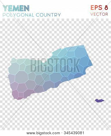Yemen Polygonal, Mosaic Style Country Map. Fantastic Low Poly Style, Modern Design For Infographics
