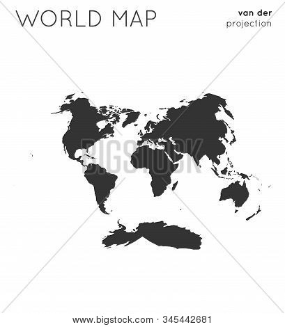 World Map. Globe In Van Der Grinten Iv Projection, Plain Style. Modern Vector Illustration.