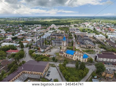 Church In Irbit City. Russia, Sverdlovsk Region, Aerial