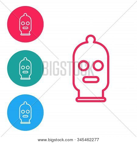 Red Line Balaclava Icon Isolated On White Background. A Piece Of Clothing For Winter Sports Or A Mas